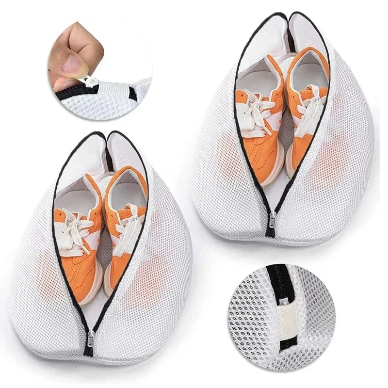 Reusable Zip Bag - حقيبة غسيل شبكية للأحذية مع سحابات،