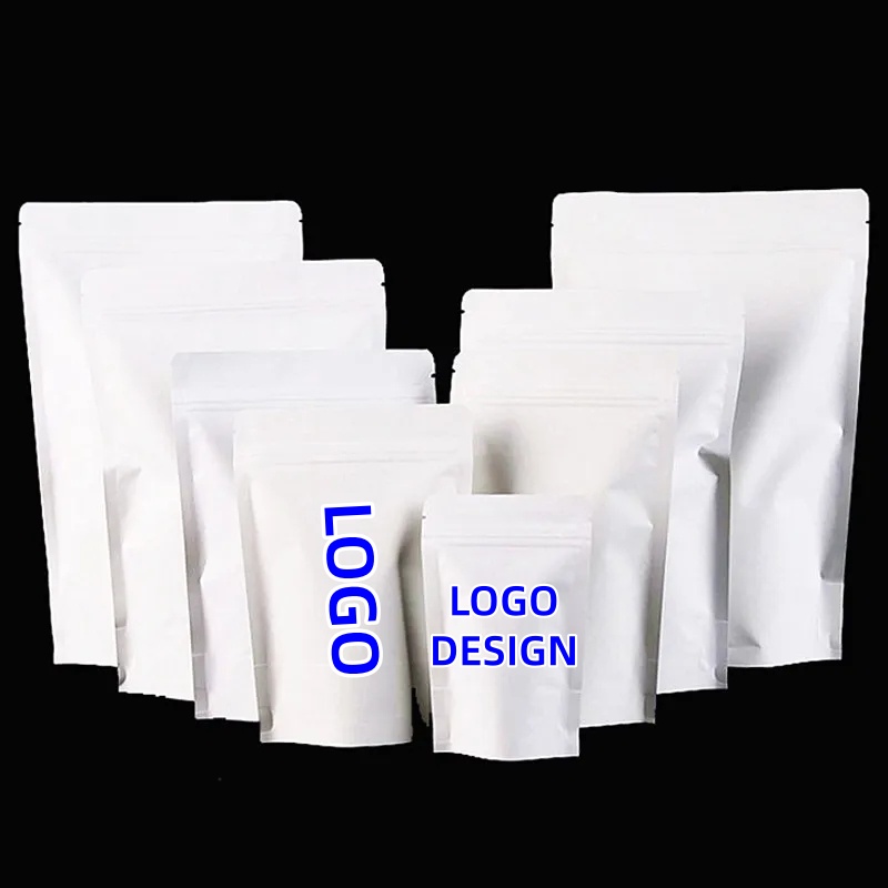 Reusable Zip Bag - 100 قطعة بالجملة أكياس ورقية بيضاء