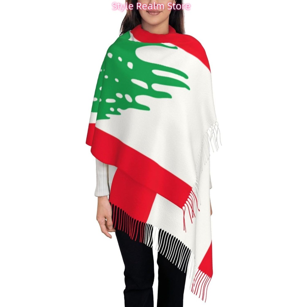 Travel Accessories Lebanon - وشاح بوليستر مطبوع عليه علم لبنان،