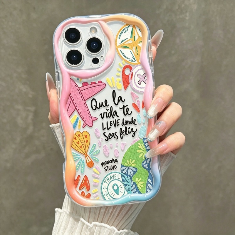 Travel Accessories Iphone - جراب هاتف شفاف بنمط طائرة وجرافيتي