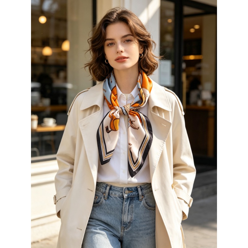 وشاح مربع فاخر من حرير التوت ا - مراجعة Travel Accessories Neck وسعره