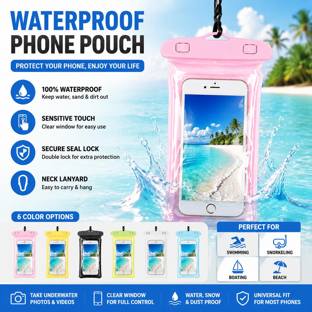 حافظة هاتف مقاومة للماء شفافة، - مراجعة Travel Accessories Iphone وسعره