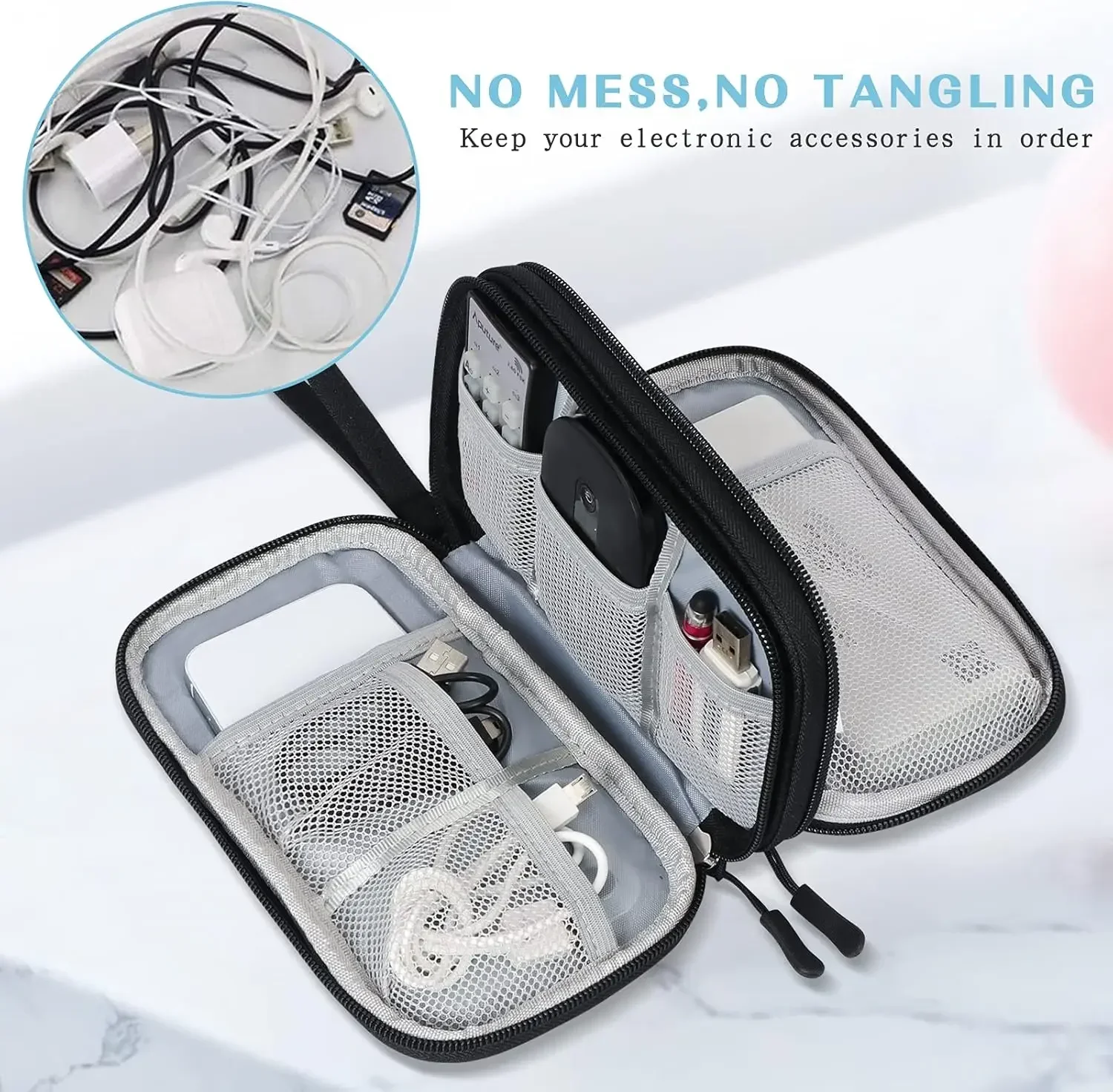 حقيبة كابلات للسفر، حقيبة تخزي - مراجعة Travel Accessories Organizer وسعره