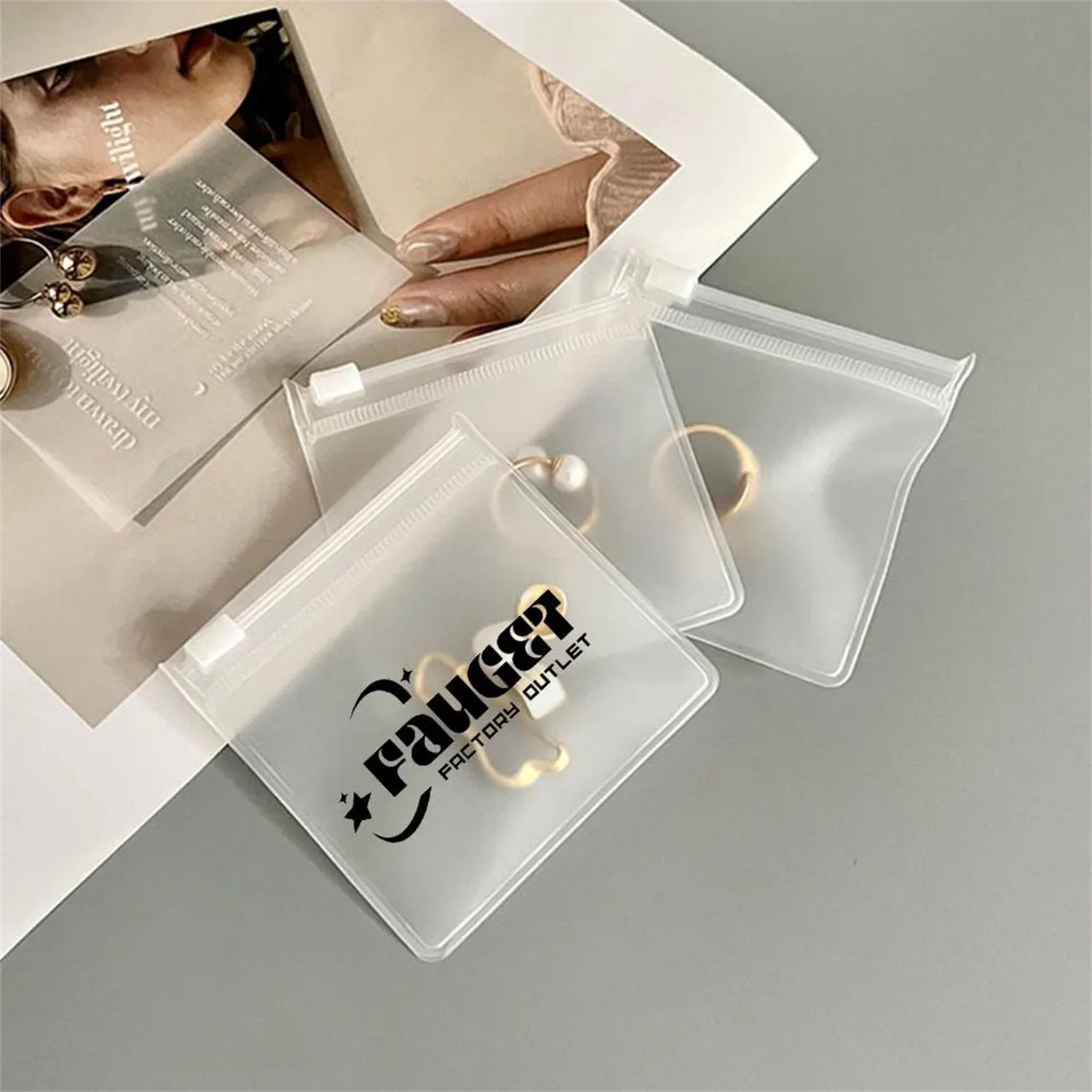 50/100 قطعة شعار مخصص واضح/شفا - مراجعة Reusable Zip Bag وسعره